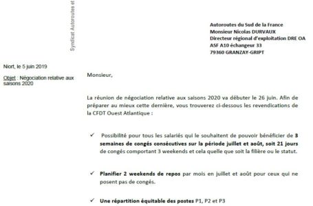 Négociation saisons 2020 :  les  REVENDICATIONS de la CFDT PCA