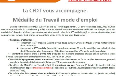 Médaille du Travail 2020. Pensez à déposer votre dossier