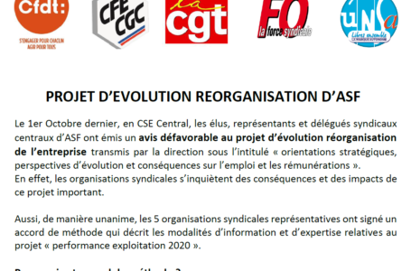 Réorganisation ASF : l’intersyndicale demande des expertises.