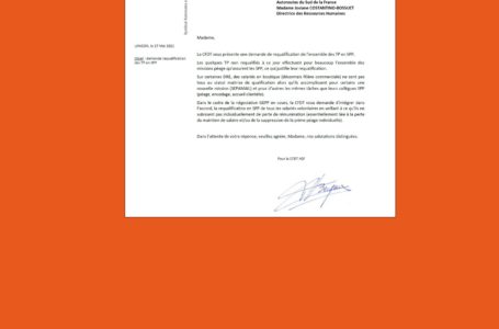 Filière péage : requalification des TP en SPP. La CFDT obtient l’ouverture d’une négociation. Notre courrier et la réponse de la DRH :