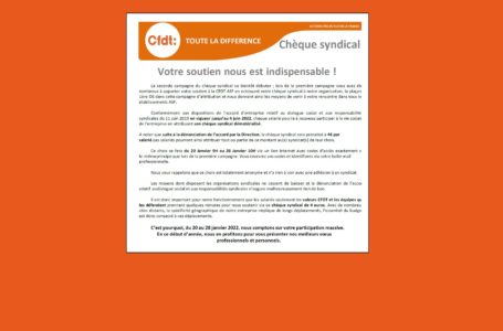 Chèque Syndical : votre soutien est précieux !